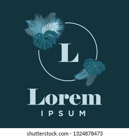 tropical leaves, vector frame
