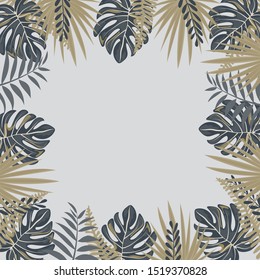Tropical Leaves Vector Frame. Summer Leaf Wallpaper