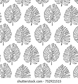 Tropical leaves vector illustration. Doodle style. Design, print, logo, decor, textile, paper.