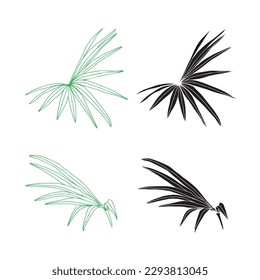 Ilustración vectorial de hojas tropicales, hoja de plantas y palmeras, elementos exóticos del paraíso tropical