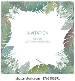 vector de hojas tropicales. fondo de diseño de invitación.