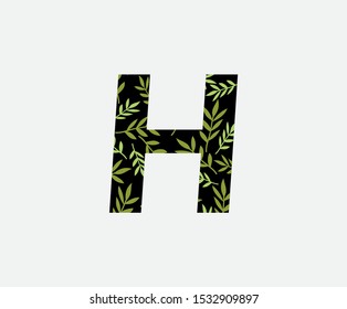 Tropical Leaves Vector Logo Letter H. H Letter Design Vector Green Leaves Tropical Logo Icon.