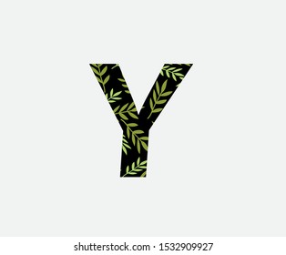 Tropical Leaves Vector Logo Letter Y. Y Letter Design Vector Green Leaves Tropical Logo Icon.