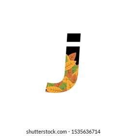 Tropical Leaves Vector Logo Letter J. J Letter Design Vector dead Leaves Tropical Logo Icon.