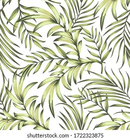 Tropical leaves vector pattern. summer botanical illustration for clothes, cover, print, illustration design. 