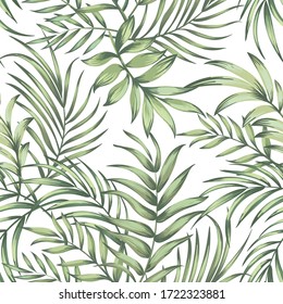 Tropical leaves vector pattern. summer botanical illustration for clothes, cover, print, illustration design. 