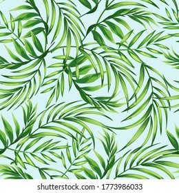 Tropical leaves vector pattern. summer botanical illustration for clothes, cover, print, illustration design. 