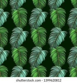 tropical leaves, vector seamless background
