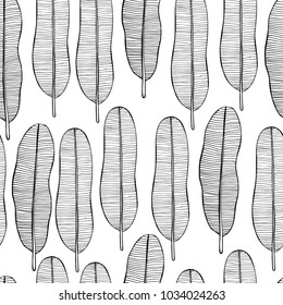 Tropical leaves. Vector seamless pattern