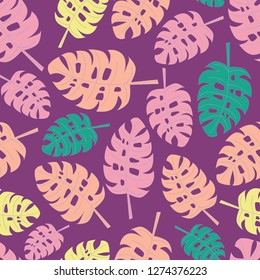 tropical leaves Vector seamless  pattern 