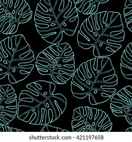  Tropical leaves . Vector seamless pattern. Vector seamless pattern