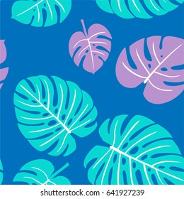 Tropical leaves. Vector seamless texture.