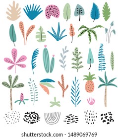 Tropical leaves in vector set.