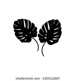 Tropical Leaves vector set created in flat style on white background.Vector tropical leaves silhouette on white background