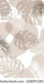 tropical leaves vertical format background for invitation advertising vector