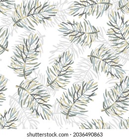 tropical leaves, winter grey jungle pattern, floral tropical background. Suitable for wallpaper and fabric design.Seamless herbal pattern with leaves. 