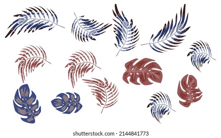 Tropical leaves.A set for your design. vector illustration.Isolated on a white background.eps10. print