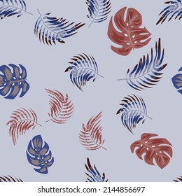 Hojas tropicales. Patrón sin dificultad para tu diseño. ilustración vectorial.eps10. imprimir,textil,papel tapiz,fondo