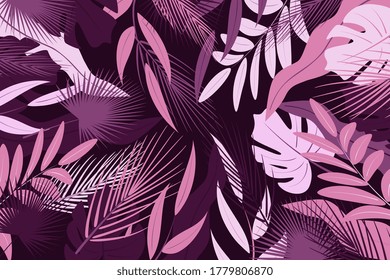 Tropical leavse, violet tropical wallpaper