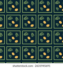Tropical lemon and leaf pattern for summer vacation design.