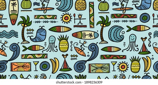 Tropical Lifestyle background. Tribal elements. Seamless Pattern for your design. Vector illustration