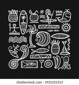 Tropical Lifestyle background. Tribal elements for your design. Vector illustration