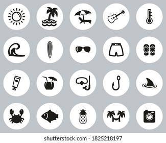 Tropical Lifestyle Icons Black & White Flat Design Circle Set Big