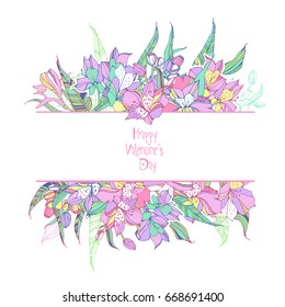 Tropical lilies. Valentine's template.