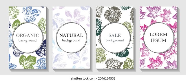 Tropical line arts vector cover set. Cool floral patterns design. Seamless patterns and masks used, easy to re-size.