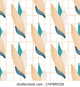 Las hojas tropicales lineales forman un patrón sin fisuras en estilo vintage. Resumen de fondo de pantalla de arte interminable. Diseño para tela, impresión textil, papel de envoltura, cubierta. Ilustración vectorial.