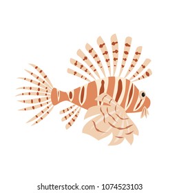 Tropical lionfish on white background. Vector illustration.