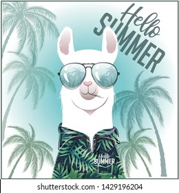 Tropical Llama Help Summer Life Leaf Design