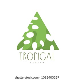 Tropical logo design, triangle badge vector Illustration on a white background