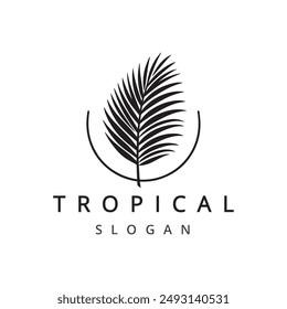 Logotipo tropical. Emblema Resort and Spa, Cosméticos tropicales, Belleza, Hojas de palmera Logo