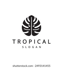 Logotipo tropical. Emblema Resort and Spa, Cosméticos tropicales, Belleza, Logotipo de Monstera