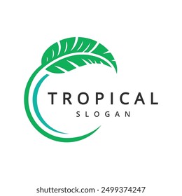 Tropical logo. Resort and Spa emblem, Tropical cosmetics, Beauty, Banana leaves Logo