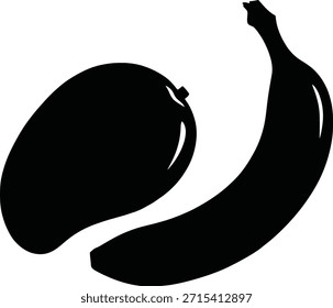 Tropical mango fruit silhouette vector illustration for summer food branding and exotic juice logos.