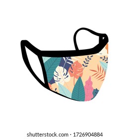 Tropical medical face mask. Vector illustration.