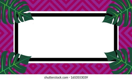 Tropical memphis style background. Palm tree leaves card
