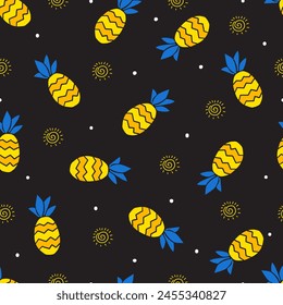 Tropical Midnight Abstract Pineapple Cosmos Pattern can be use for background and apparel design