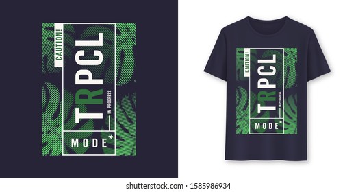 Tropical mode stylish graphic tee vector design, print. 