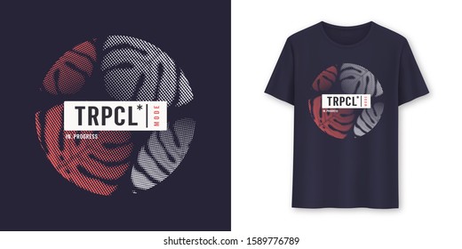 Tropical mode stylish graphic tee vector design, print. 