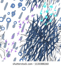 Tropical, modern, animal motif. Seamless pattern line, ditzy, textures. Summer leaf on abstract shape brush circle, cross. Contrast vector background. Watercolor blobs and daubs, ink and stains.