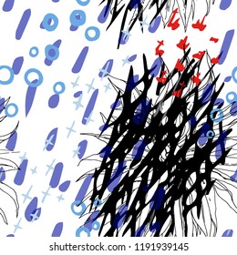 Tropical, modern, animal motif. Seamless pattern line, ditzy, textures. Summer leaf on abstract shape brush circle, cross. Contrast vector background. Watercolor blobs and daubs, ink and stains.