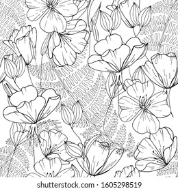 Vector Seamless Pattern Hand Drawn Ginkgo Stock Vector (Royalty Free ...