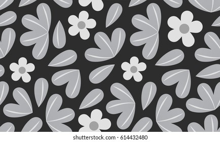 Tropical monochrome seamless pattern .Vector exotic endless bacground.Eps 10