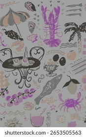 ilustração de desenho de folha de monstera tropical. Ilustração de linha de plantas tropicais exóticas.