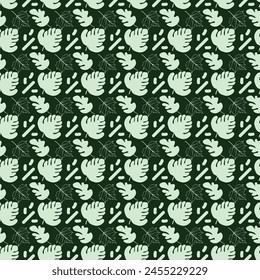 Tropical Monstera Leaf Seamless Vector Pattern Design