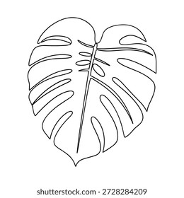 Tropical monstera leaf vector illustration minimal outline design element