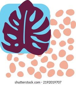 La monstera tropical deja la composición decorativa para la impresión de afiches, papel pintado, postales, diseño de logo al salón de belleza. Vacaciones de verano, botánicas, tema de viajes. Ilustración de vector de silueta colorida